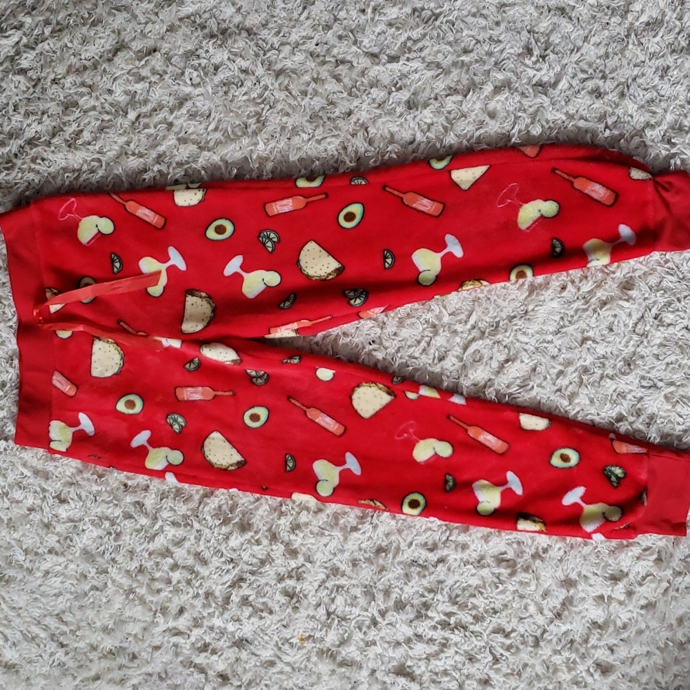 Red fuzzy pajama pants size medium